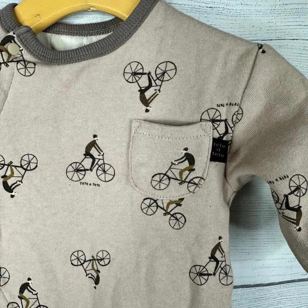 Tete a Tete Baby One Piece Lot of 2 Sleepers 50-70 3-6m Cycling Bon Appetite